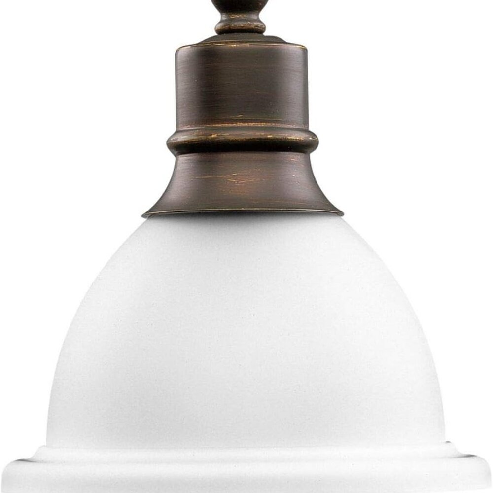 Progress Lighting 1-Light Stem-Hung Mini-Pendant White Etched Glass bell shade